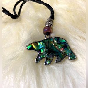 Abalone shell Bear necklace
